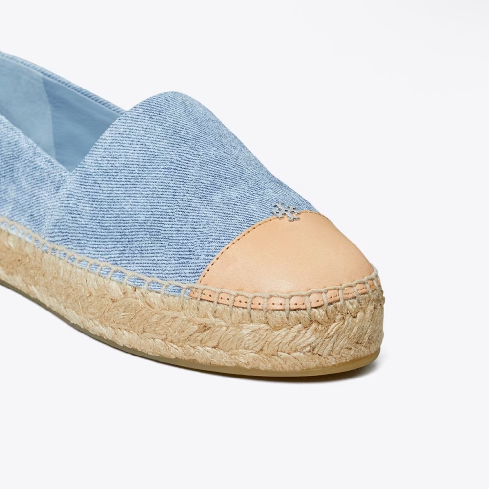 TORY BURCH Lace-up embellished leather-trimmed platform espadrilles Size 6.5 - Picture 5 of 10